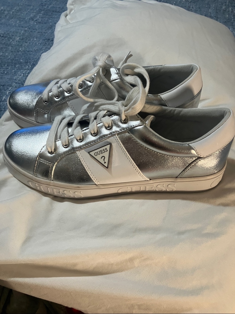 Guess Silver Metallic Low-Top Sneakers - Picture 5 of 5